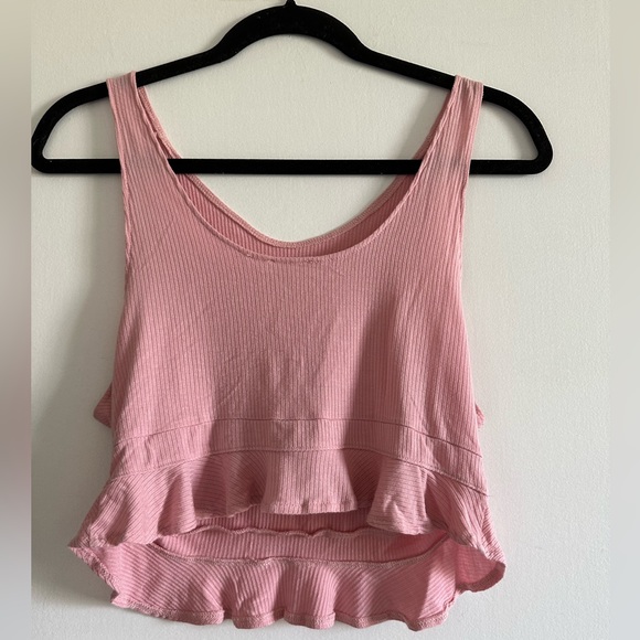 Intimately Free People Light Pink Dainty Ruffle Peplum Tank Top Size Medium EUC - Picture 2 of 7